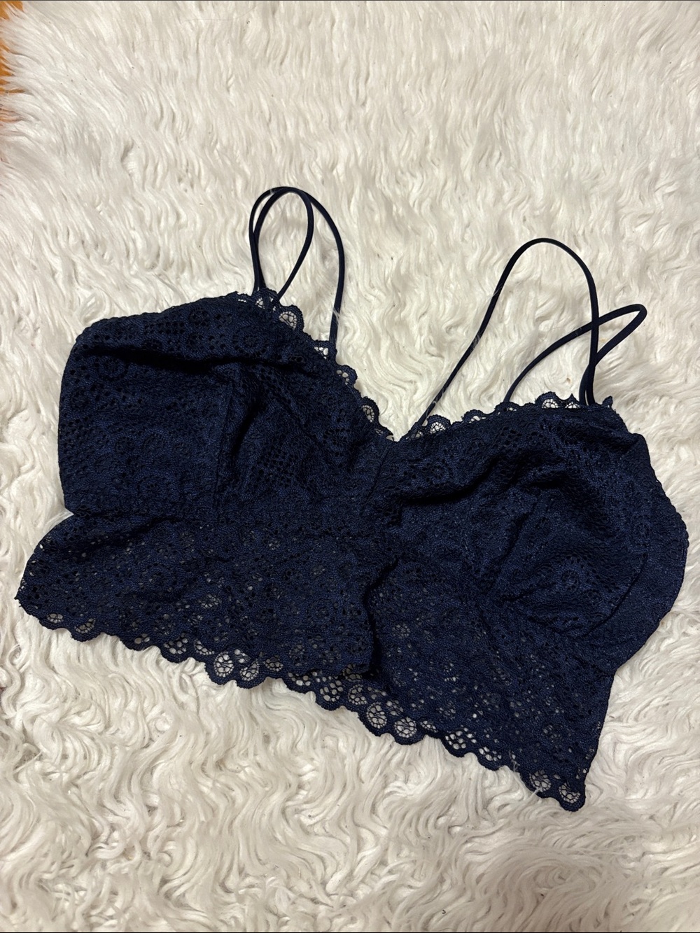 Gilly Hicks Navy Lace Bandeau Bralette with Thin Straps